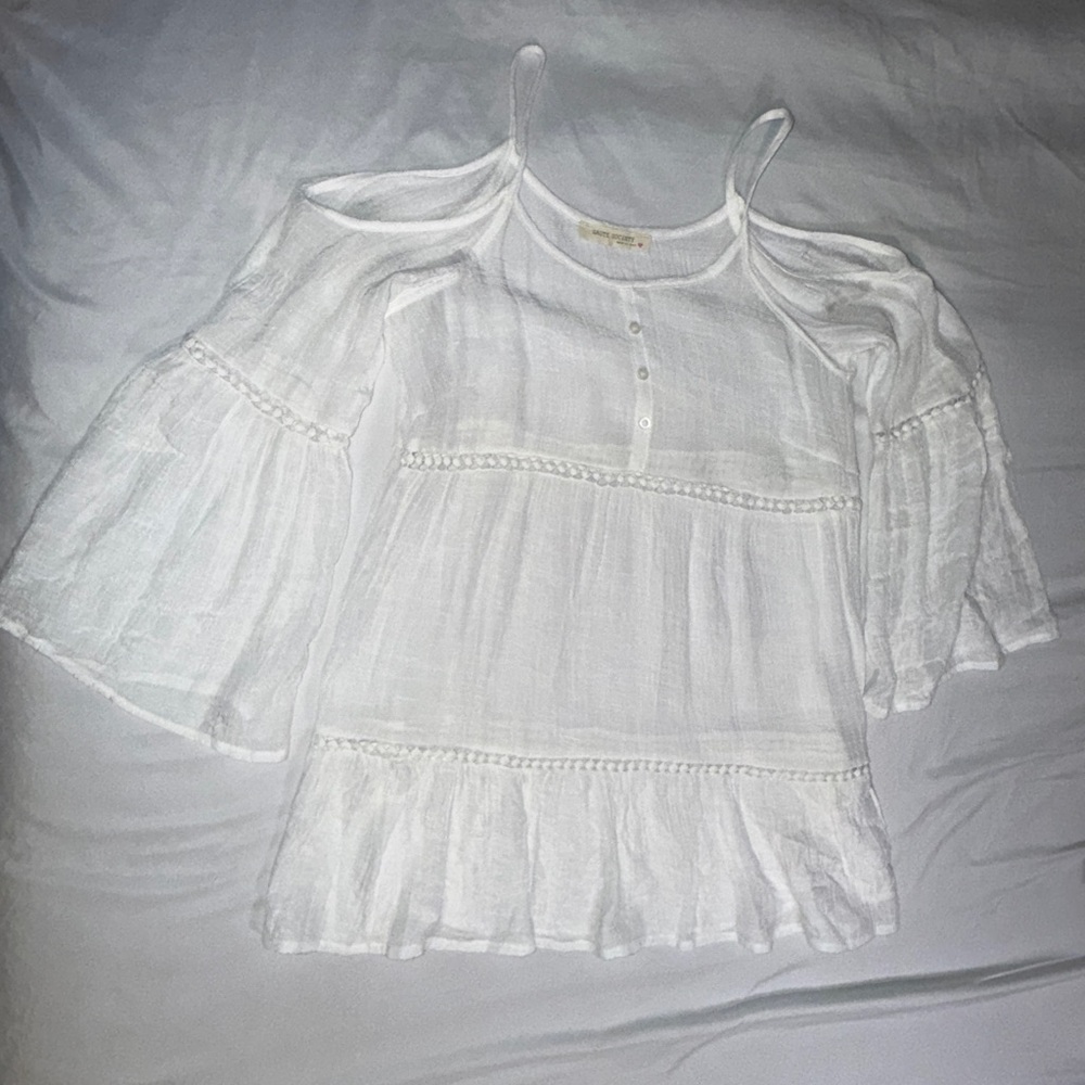 Haute Society Cream Ruffled Tiered Blouse